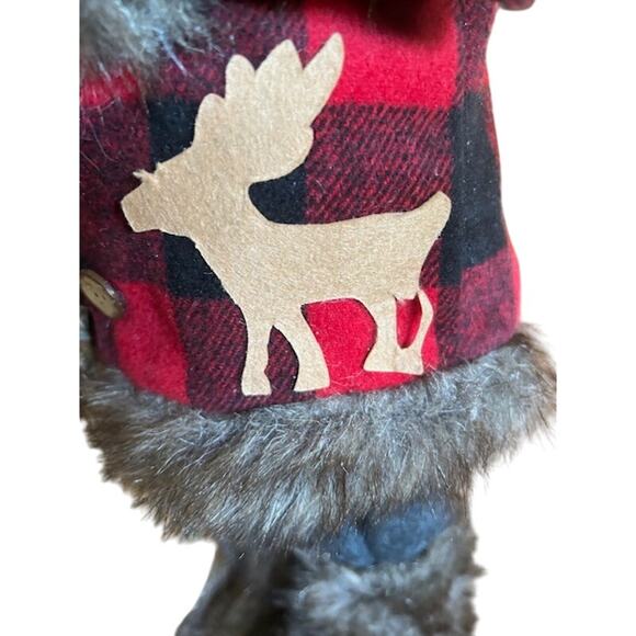 Rustic 1990s Woodland Santa Claus Figure Snowshoes & Tree Cabin Christmas Decor - Picture 3 of 7